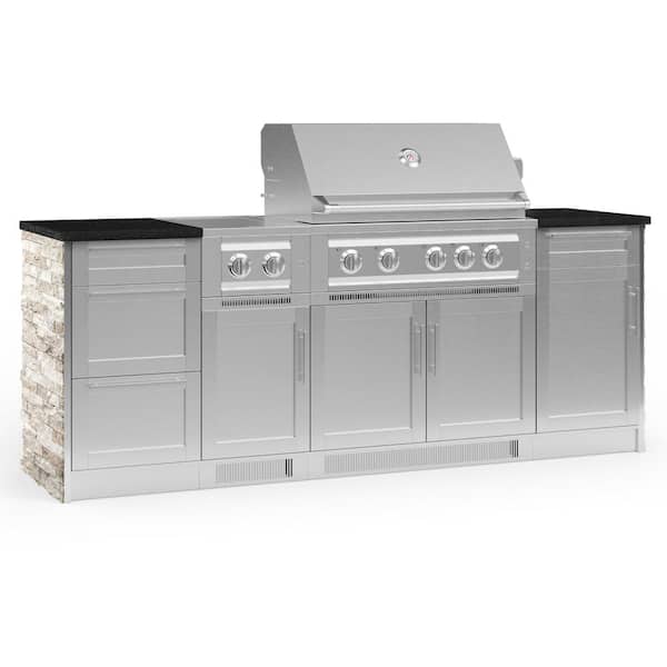 NewAge Products Signature Series 91.16 in. x 25.5 in. x 51 in. 8-Piece Outdoor Kitchen Cabinet Set with Liquid Propane 36 in. Gas Grill