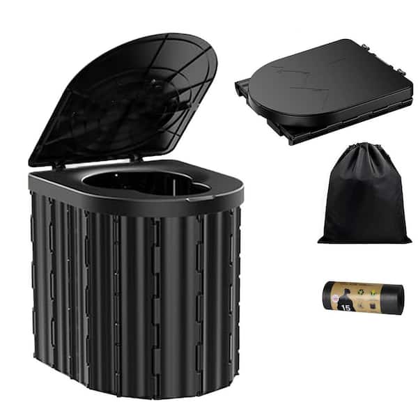Non-electric 450 lbs. Waterless Composting Toilet System Upgraded Portable Folding Toilet w/ Removable Paper Holder Gray