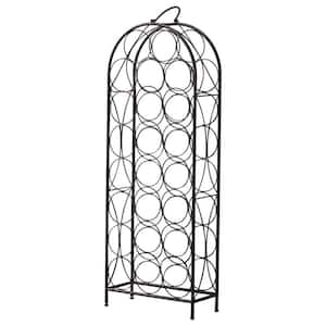 SignatureHome Pewter Finish Material Metal Salinger Bottles Wine Rack With 23 Bottles Holder Size: 6"W x 13"L x 35"H