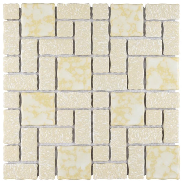Merola Tile Academy Gold 6 in. x 6 in. Porcelain Mosaic Take Home Tile Sample