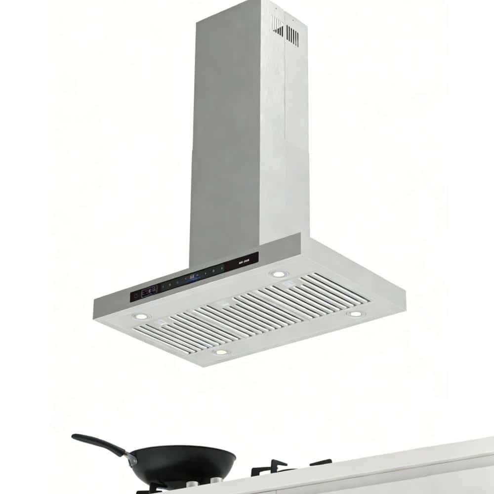30-Inch Island Range Hood with Ducted/Ductless Flex Install - 900 CFM, Voice/Gesture/Touch Control, Stainless Stee