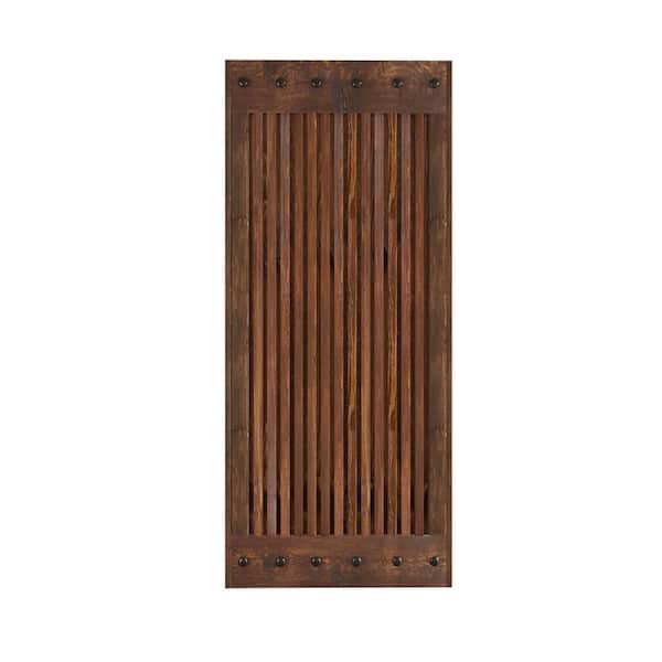 COAST SEQUOIA INC 36 in. x 84 in. Full Grille Design Embossing Dark Walnut Knotty Wood Sliding Door Slab