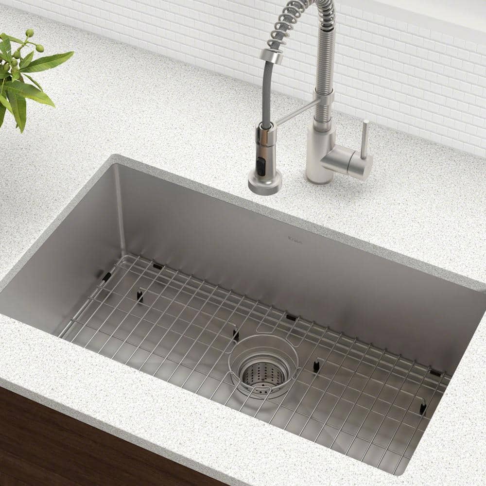 30 inch Undermount Stainless Steel Kitchen Sink Single Bowl ​with Drain Assembly