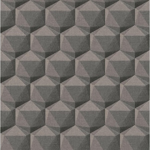 Fusion Collection Geometric Motif Beige/Grey/Black Matte Finish Non-pasted Vinyl on Non-woven Wallpaper Sample