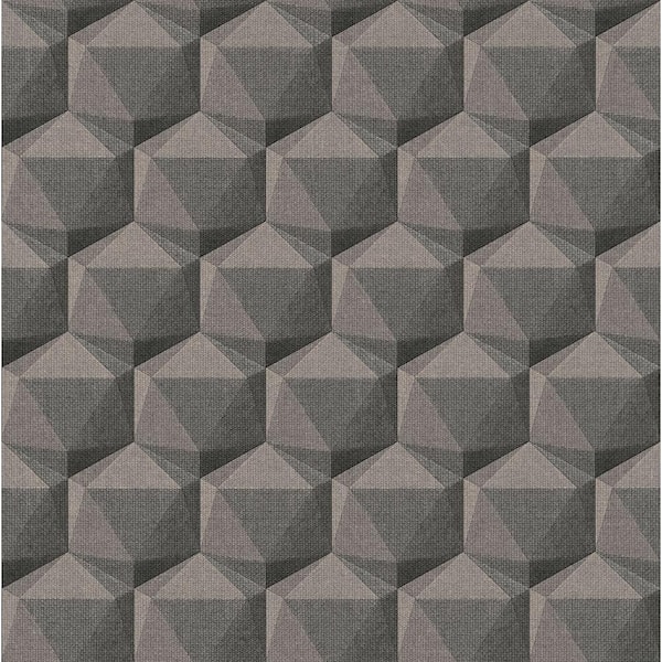 Unbranded Fusion Collection Geometric Motif Beige/Grey/Black Matte Finish Non-pasted Vinyl on Non-woven Wallpaper Sample