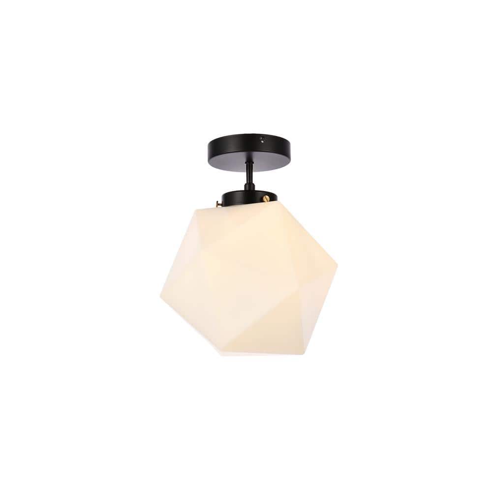 Timless Home 9.8 in. 1-Light Midcentury Modern/School House Black and White