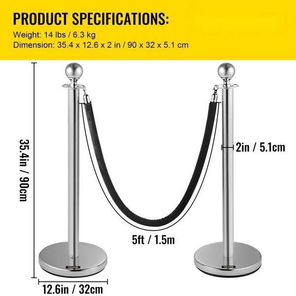 ZAQYCM Heavy Duty Commercial Stanchion Rope 3 4 5 6 8 10 Ft、2