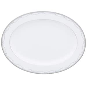 Satin Flourish 16 in. (White) Porcelain Oval Platter