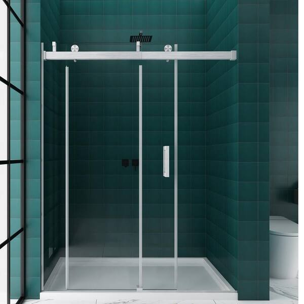 Staykiwi 72 in. W x 76 in. H Single Sliding Frameless Shower Door in Matte Black Finish with Buffer