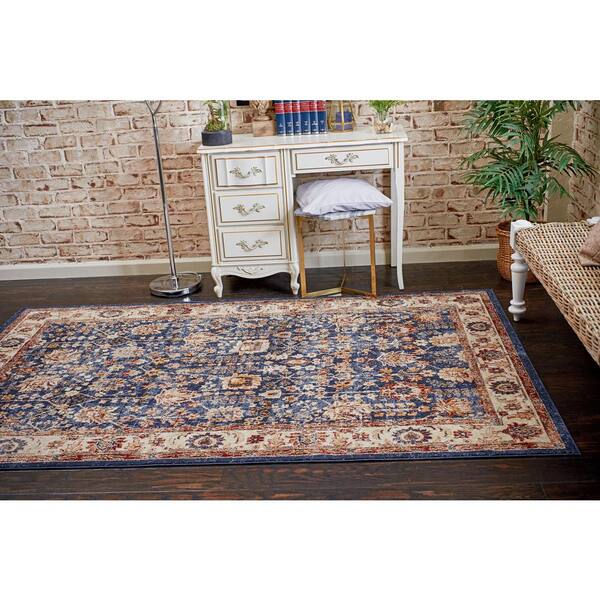 Unique Loom Utopia Collection Traditional Classic Vintage Inspired Area Rug  with Warm Hues, 9' x 12' 2 Rectangle, Dark Blue/Beige