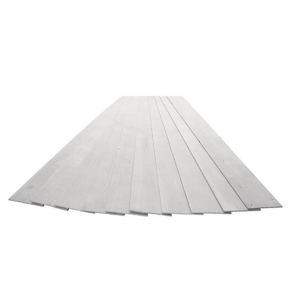 American Pro Decor 3/16 in. x 5-1/8 in. x 46-1/2 in. Driftwood Light Grey Rustic Pine Wood Plank Self-Adhesive (10-Pack)