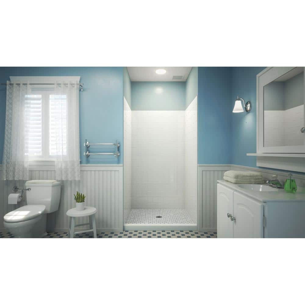 White Acrylic 76" High Shower Backwall Kit