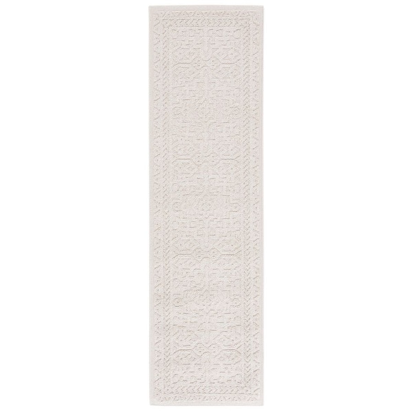 Paros 2 ft. x 7 ft. Ivory Solid Aztec Runner Rug