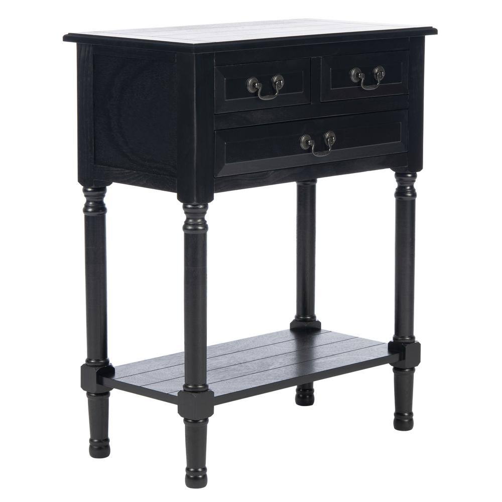 Primrose Black Wood and Metal 3-Drawer Console Table