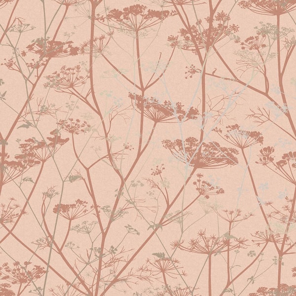 Unbranded Clarissa Hulse Wild Chervil Shell and Rose Gold Pink Removable Wallpaper Sample