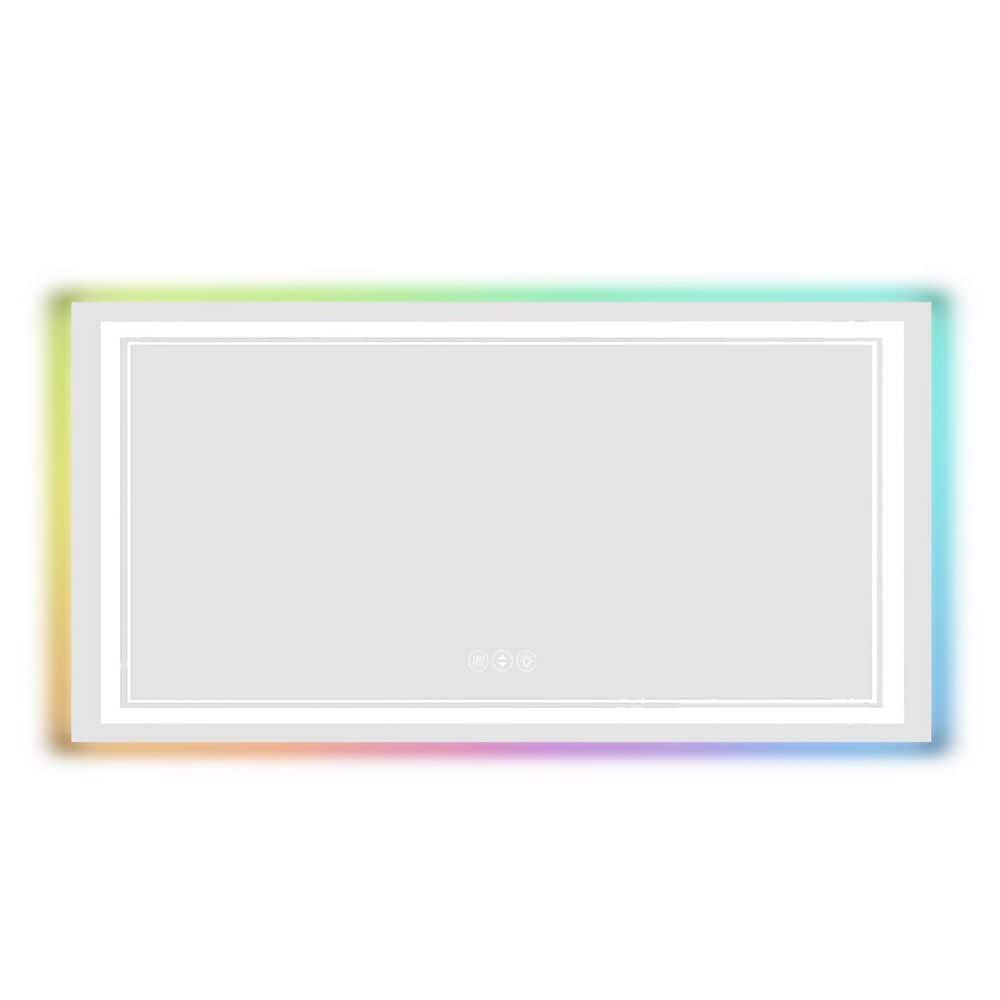84 in. W x 32 in. H Rectangular Frameless Wall Bathroom Vanity Mirror in White price history on PriceWatchPro