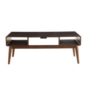 Christa 47 in. Espresso/White Large Rectangle Wood Coffee Table with Drawers