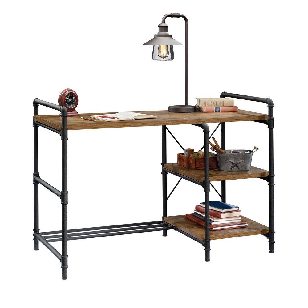 Iron City Black Metal and Oak Wood Desk with Shelves