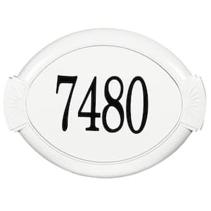 Classic Cast Aluminum Oval Address Plaque, White