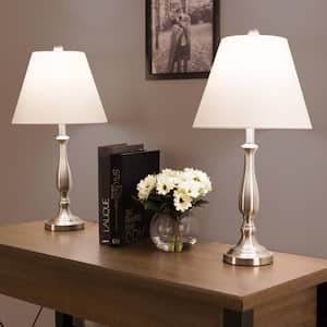 25.5 in. Brushed Steel Lamp Set (2-Piece)