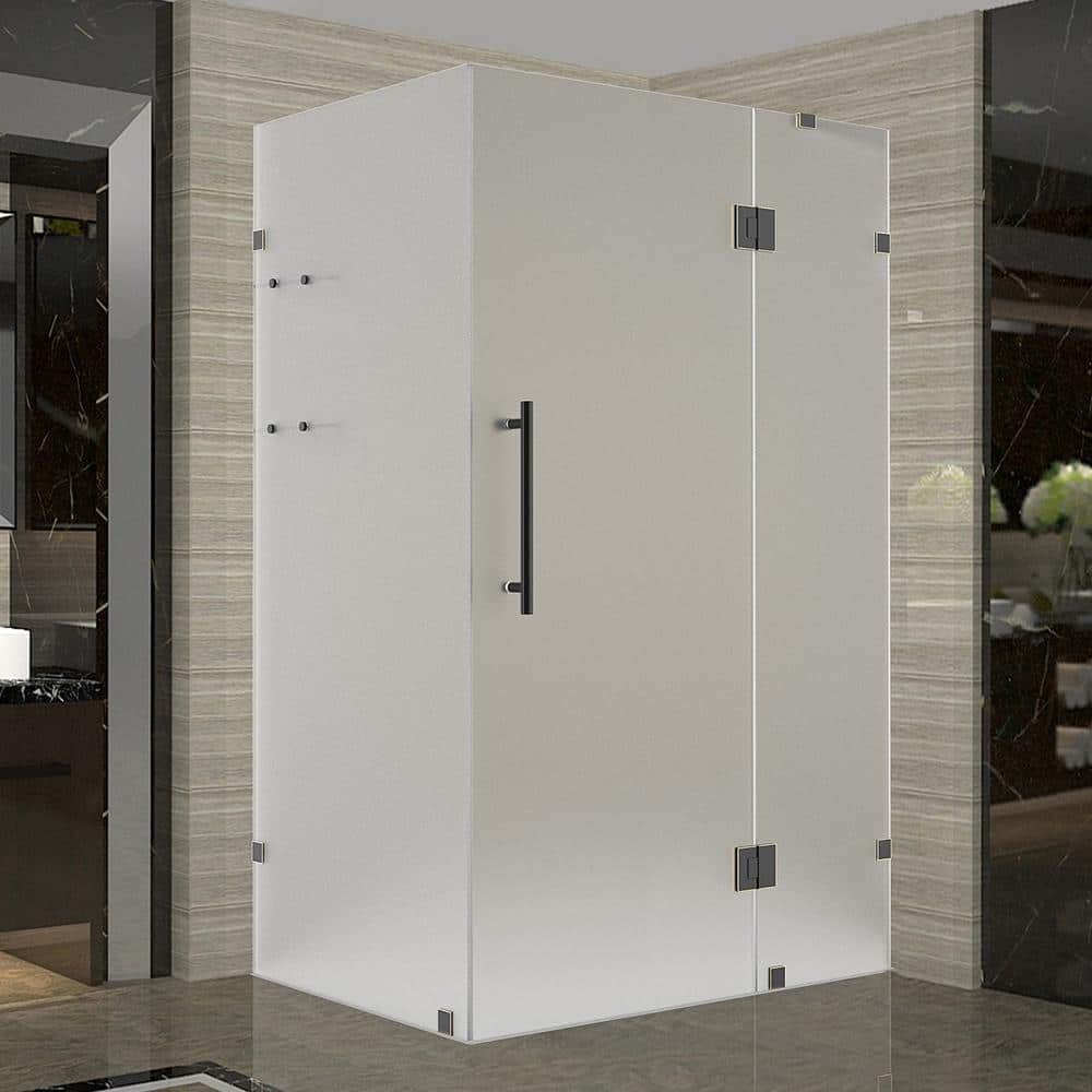 Avalux GS 43 in. x 36 in. x 72 in. Rect. Pivot Frameless Corner Shower Enclosure in Oil Rubbed Bronze with Frosted Glass price history on PriceWatchPro