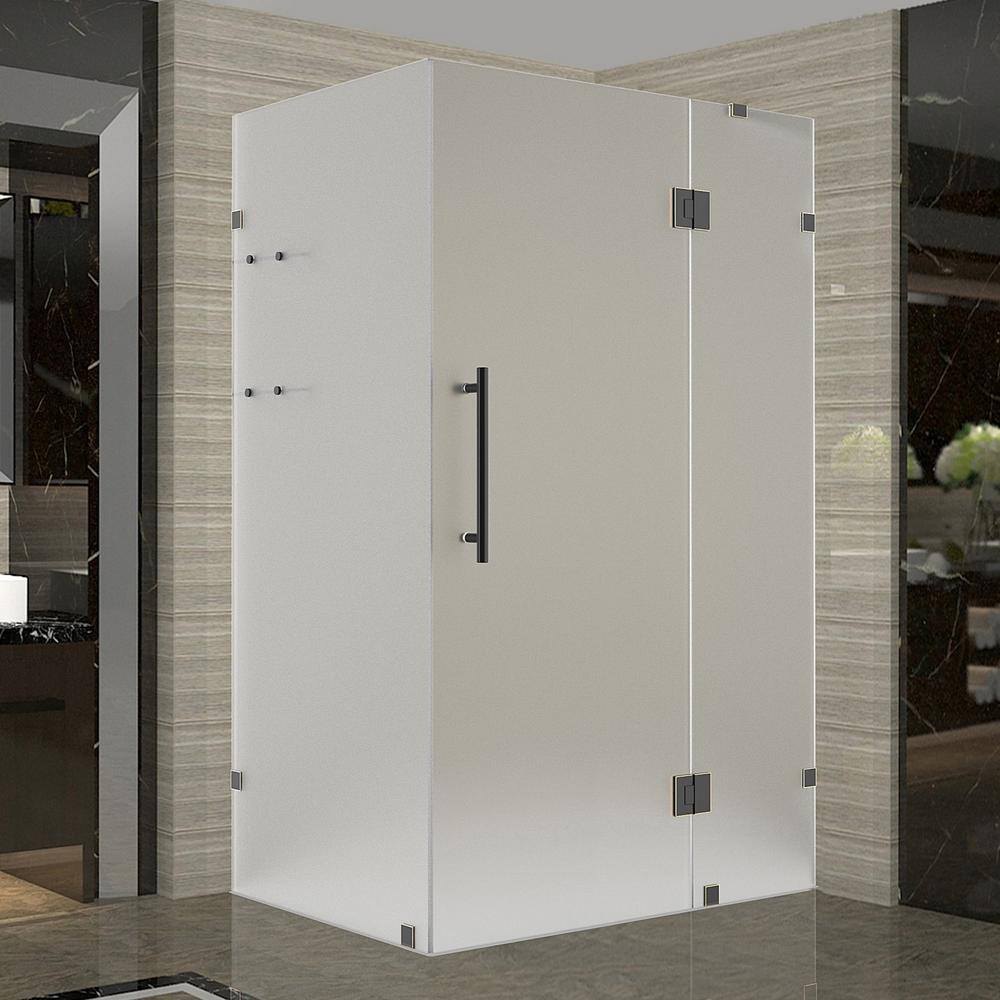 Avalux GS 50 in. x 32 in. x 72 in. Rect. Pivot Frameless Corner Shower Enclosure in Oil Rubbed Bronze with Frosted Glass price history on PriceWatchPro