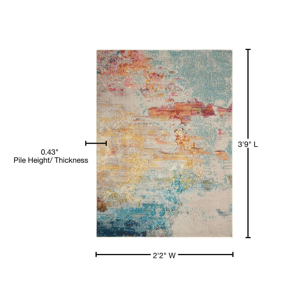Celestial 2x4 Ft Med Grey Abstract Synthetic Rug