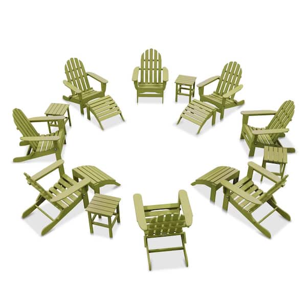 DUROGREEN Icon Lime Green 16-Piece Plastic Adirondack Patio Conversation Set