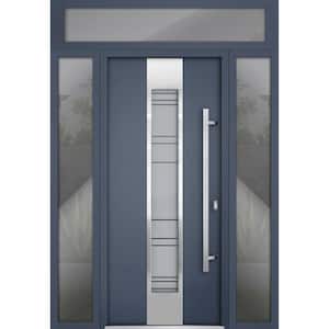 0757 64 in. x 96 in. Left-hand Inswing Frosted Glass Gray Graphite Steel Prehung Front Door with Hardware