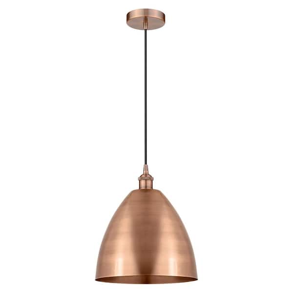 Edison Dome 100-Watt 1-Light Antique Copper Standard Mini Pendant Light with Metal Shade