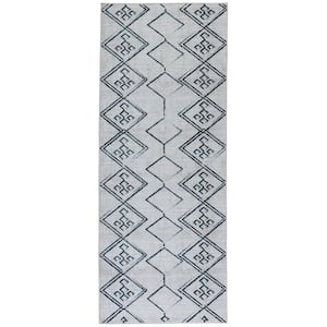 Aspen Creme Black 2 ft. 2 in.. X 6 ft. Machine Washable Tribal Moroccan Bohemian Polyester Non-Slip Backing Area Rug