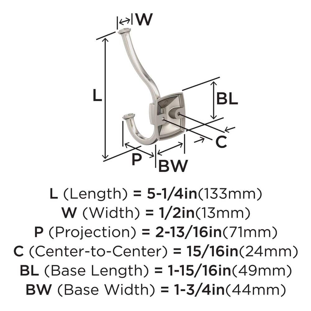 Satin Nickel Double Prong Decorative Wall Hook