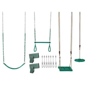 Machrus Swingan DIY Swing Set Kit With Belt, Disc and Standing Swings, Trapeze Bar, and Hardware Wood Beams Not Included