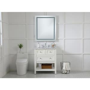 Timeless 30 in. W x 36 in. H Framed Rectangular LED Light Bathroom Vanity Mirror in Silver