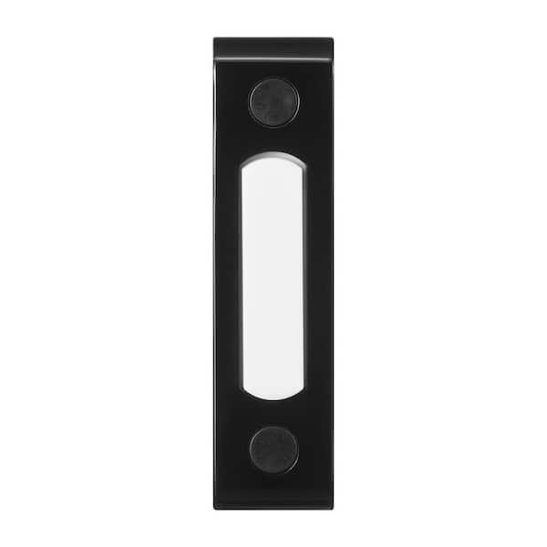 Black Metal Wired Lighted Push Doorbell Button