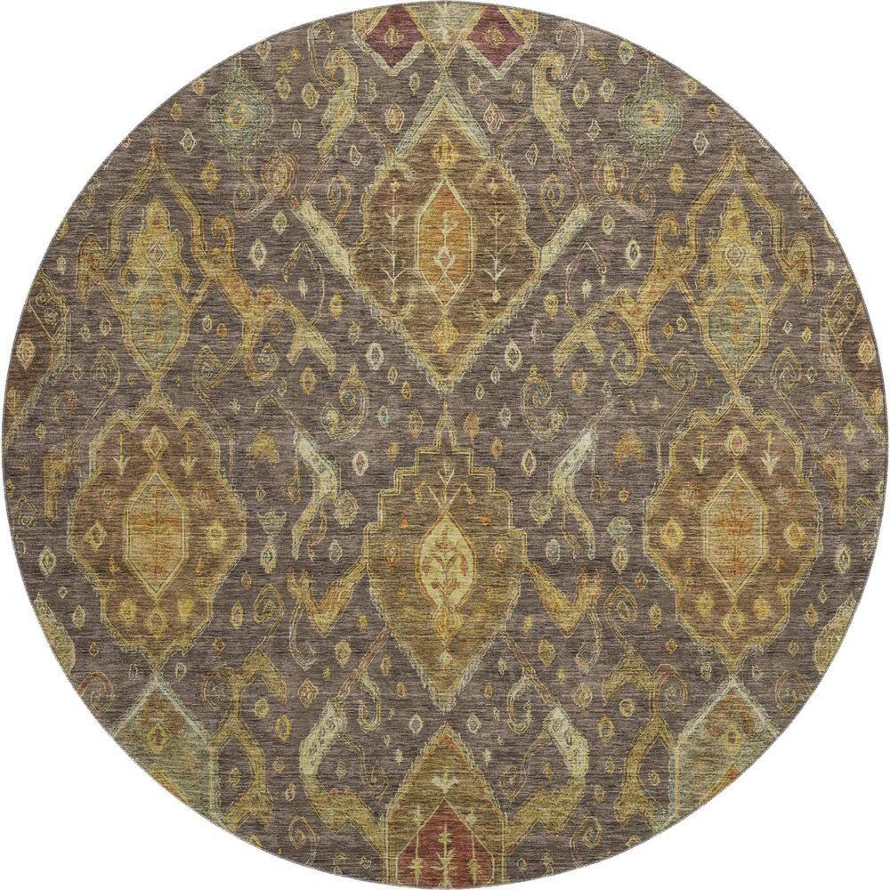 Mayfield Premium Machine Washable Abstract AMF2306 Chocolate 8 ft. x 8 ft. Round Rug price history on PriceWatchPro