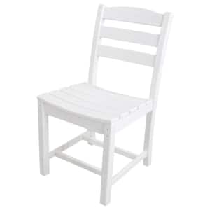 La Casa Cafe White All-Weather Plastic Outdoor Dining Side Chair