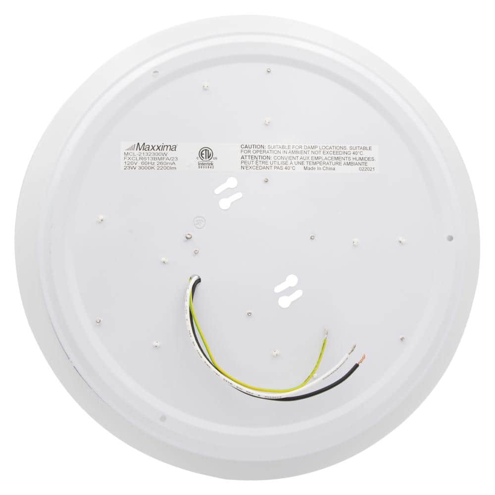 White Round LED Flush Mount Ceiling Light, 13 Inch