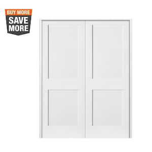 72 in. x 80 in. Craftsman Shaker 2-Panel Both Active MDF Solid Core Primed Wood Double Prehung Interior French Door