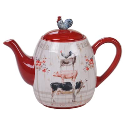 Farmhouse 4-Cup Multi-Colored Teapot