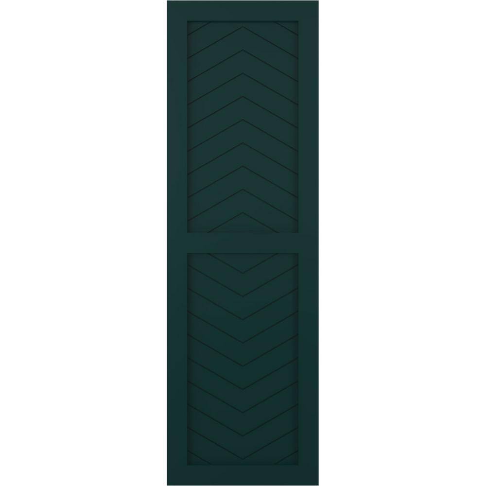 15 in. x 50 in. PVC True Fit Two Panel Chevron Modern Style Fixed Mount Flat Panel Shutters Pair in Thermal Green price history on PriceWatchPro