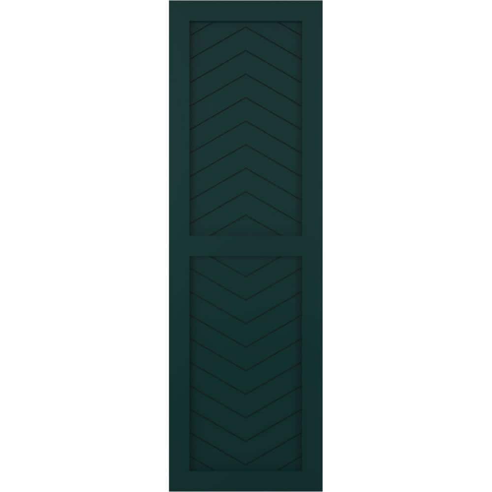 15 in. x 70 in. Flat Panel True Fit PVC Two Panel Chevron Modern Style Fixed Mount Shutters Pair in Thermal Green price history on PriceWatchPro