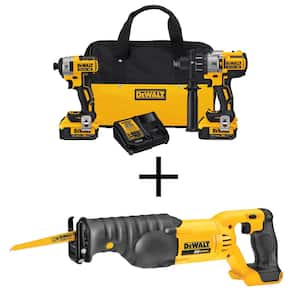 20V MAX XR Lithium-Ion Cordless Brushless 2 Tool Combo Kit, 20V Reciprocating Saw, (2) 20V 4.0Ah Batteries, and Charger