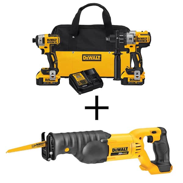 DEWALT 20V MAX XR Lithium-Ion Cordless Brushless 2 Tool Combo Kit, 20V Reciprocating Saw, (2) 20V 4.0Ah Batteries, and Charger