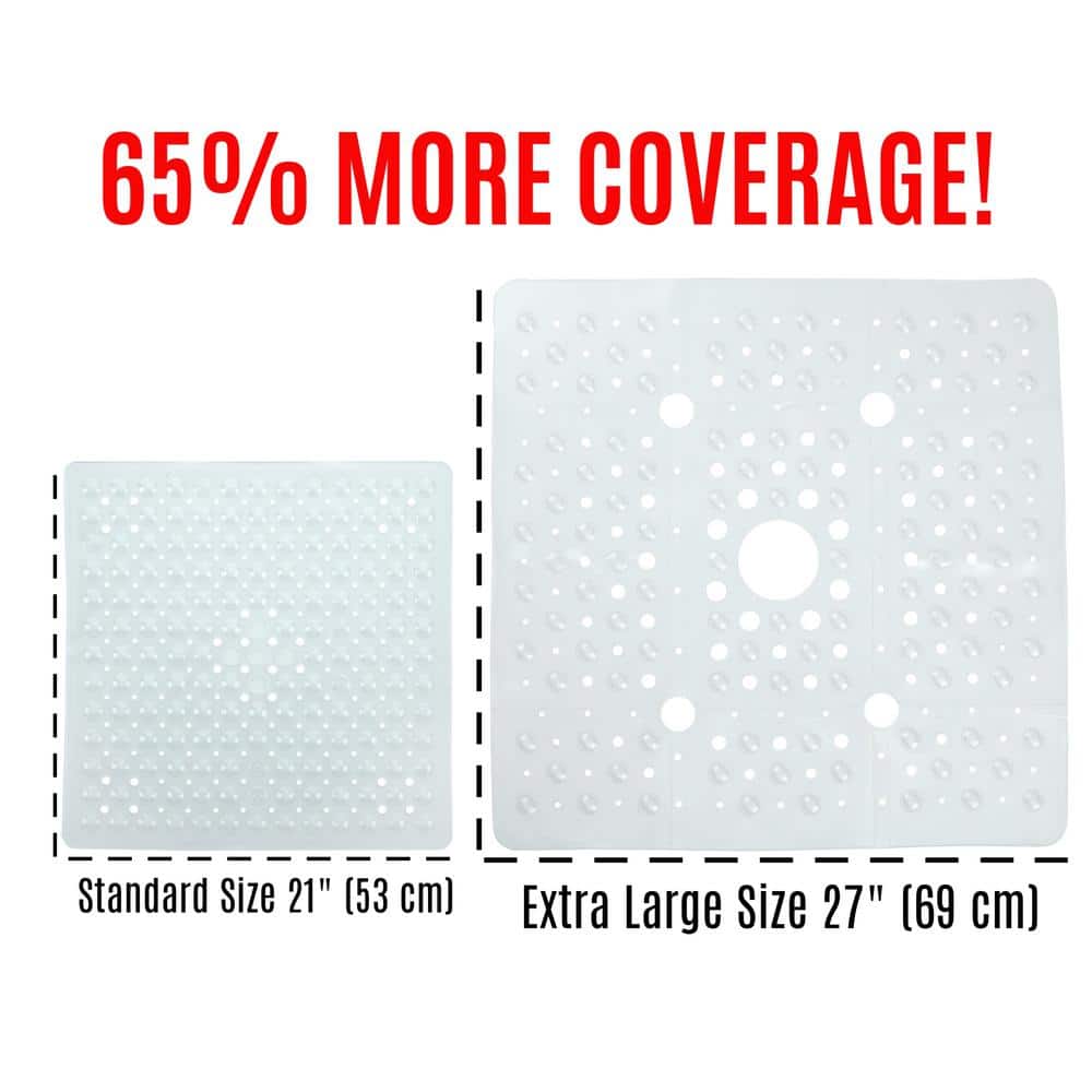 Clear Extra Large Non-Slip Square Shower Mat, 27"