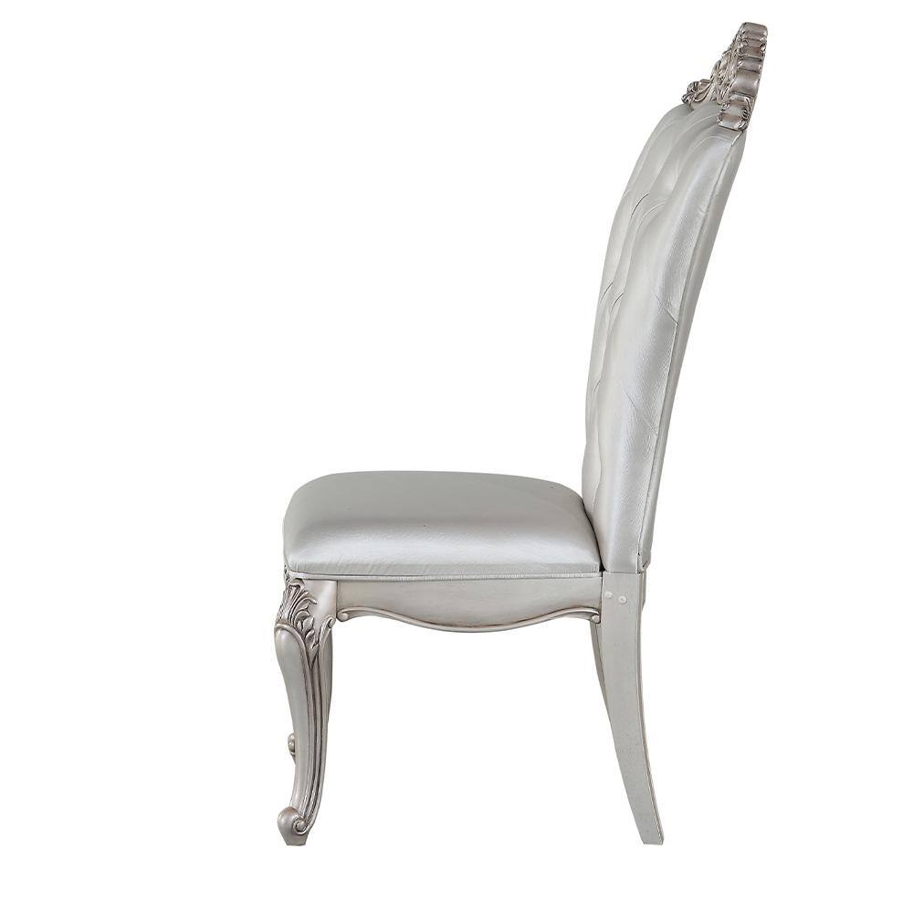 Elegant Antique White and Cream Tufted Upholstered Side Chair