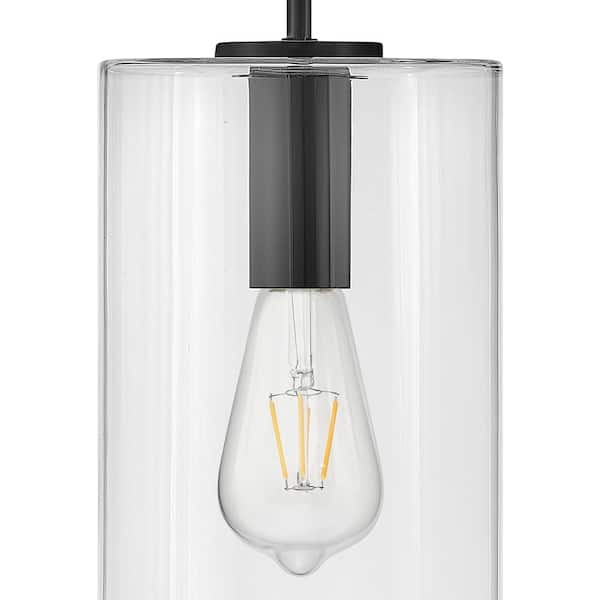 LARK - Lane Black + Clear Glass Cylindrical Pendant Light