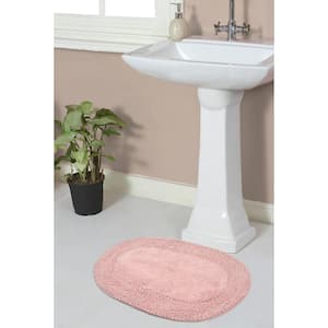 Double Ruffle Collection 100% Cotton Bath Rugs Set, 17x24 Rectangle, Pink