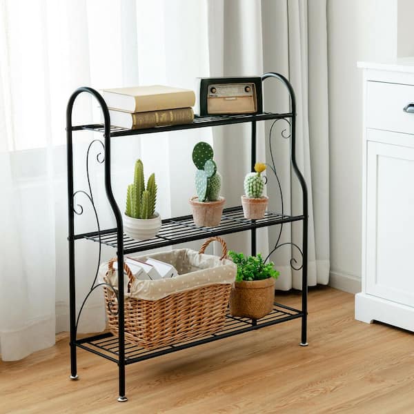 【NO.5】 IRON PLANTS RACK 3段 Gymax 3-Tier Metal Plant Stand Elegant Scrollwork Pattern