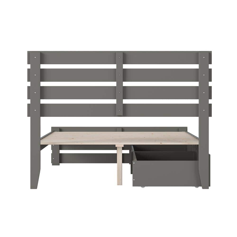Oxford Gray Full Bed with USB Charger and Storage Drawers